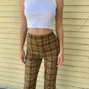Vintage wool plaid pants with silk lining